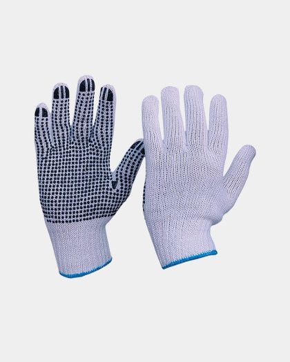 Pro Choice Knitted Poly/Cotton With PVC Dots Gloves - White