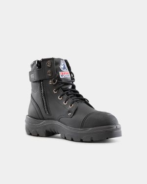 Steel Blue Argyle Zip Scuff Cap Boot - Black