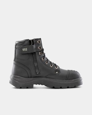 Steel Blue Argyle Zip Scuff Cap Boot - Black