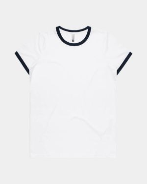 AS Colour 4053 Women's Ringer Tee - White/Navy