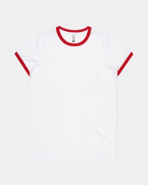 AS Colour 4053 Women's Ringer Tee - White/Red