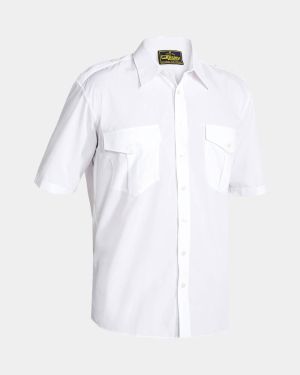Bisley Short Sleeve Epaulette Shirt - White