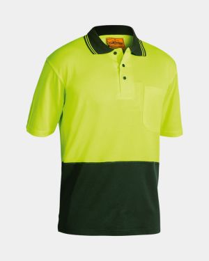 Bisley Hi Vis Short Sleeve Polo Shirt - Yellow/Bottle