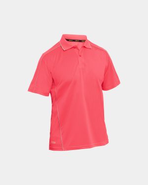 Bisley Cool Mesh Short Sleeve Polo with Reflective Piping - Hi Vis Pink