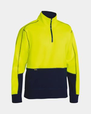 Bisley Hi Vis Fleece Pullover - Yellow/Navy