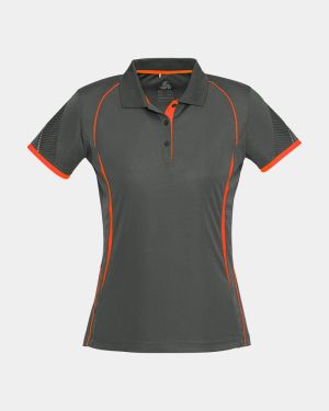 Biz Collection Women's Razor Polo - Grey/Orange