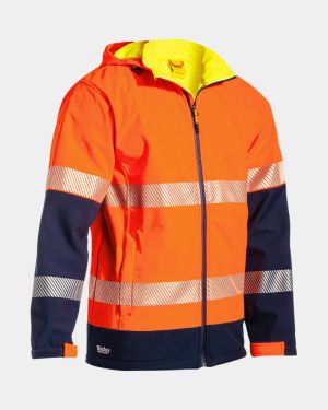 Bisley 3M Taped Hi Vis Ripstop Soft Shell Jacket - Orange/Navy