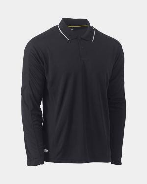 Bisley Cool Mesh Polo with Reflective Piping - Black