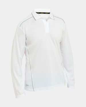 Bisley Cool Mesh Polo with Reflective Piping - White