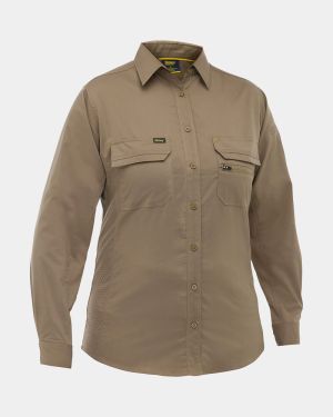 Bisley Women's X Airflow Stretch Ripstop Shirt - Khaki