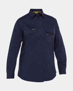 Bisley Women's X Airflow Stretch Ripstop Shirt - Navy