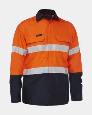 Bisley Apex 185 Taped Hi Vis FR Ripstop Vented Shirt