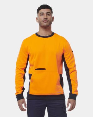 King Gee Hi Vis Spliced Crew Neck Fleece Jumper