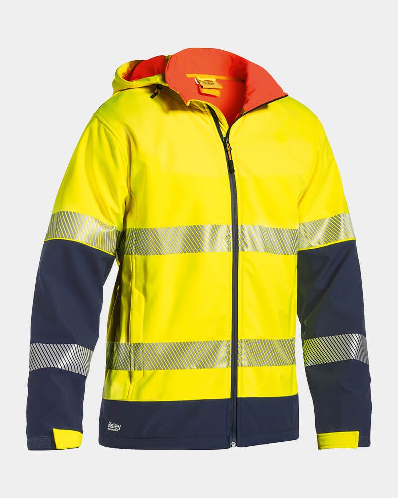 Bisley 3M Taped Hi Vis Ripstop Soft Shell Jacket - Yellow/Navy