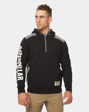 CAT Logo Panel Hooded Sweatshirt - Black