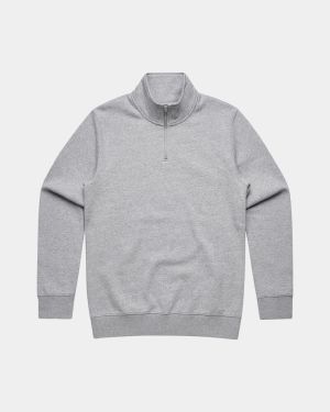 AS Colour 5125 Stencil Half Zip Crew Jumper - Grey Marle