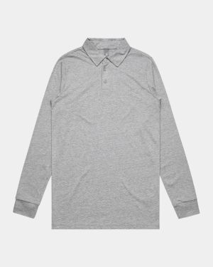 AS Colour 5404 Chad Long Sleeve Polo - Grey Marle