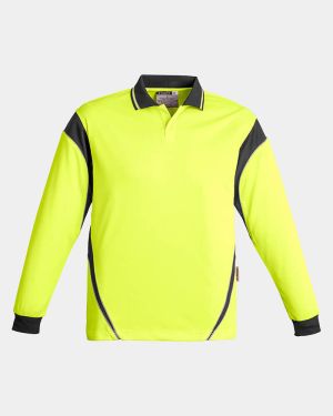 Syzmik Hi Vis Aztec Long Sleeve Polo - Yellow/Charcoal