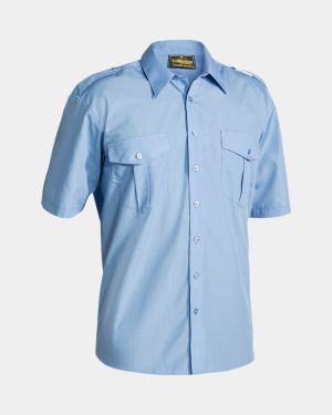 Bisley Short Sleeve Epaulette Shirt - Sky