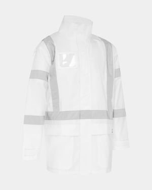 Bisley Hi Vis X-Taped Reflective Shell Rain Jacket - White