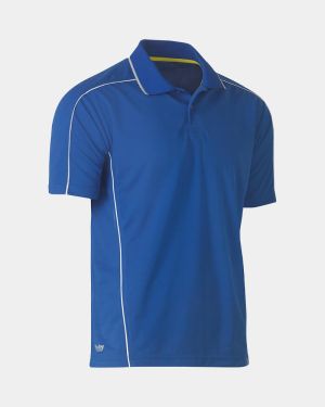 Bisley Cool Mesh Short Sleeve Polo with Reflective Piping - Royal