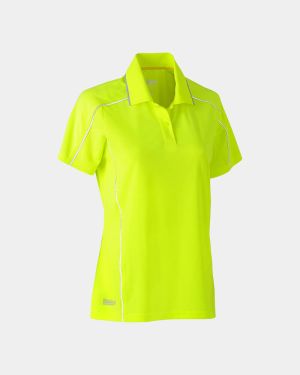 Bisley Women’s Cool Mesh Polo with Reflective Piping - Yellow