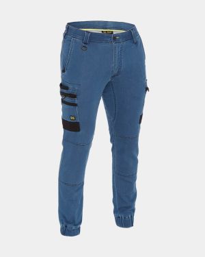 Bisley Flx & Moveâ„¢ Stretch Denim Cargo Cuffed Pant - Light Denim