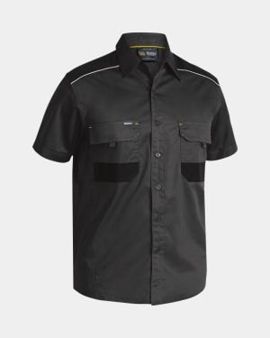 Bisley Flx & Move™ Mechanical Stretch Short Sleeve Shirt - Charcoal