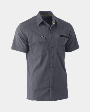 Bisley Flx & Move™ Short Sleeve Utility Work Shirt - Charcoal