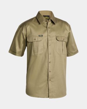 Bisley Original Cotton Drill Short Sleeve Shirt - Khaki