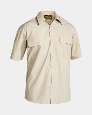 Bisley Permanent Press Short Sleeve Shirt - Stone