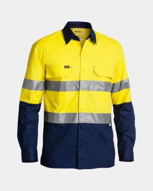 Bisley 3M Taped Hi Vis X Airflow™ Ripstop Shirt - Yellow/Navy