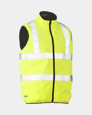 Bisley Hi Vis Taped Reversible Puffer Vest - Yellow