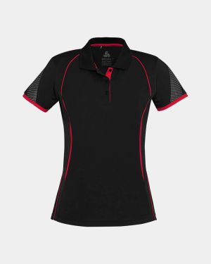 Biz Collection Women's Razor Polo - Black/Red