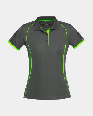 Biz Collection Women's Razor Polo - Grey/Lime
