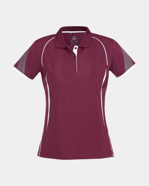 Biz Collection Women's Razor Polo - Maroon/White