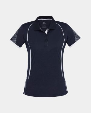 Biz Collection Women's Razor Polo - Navy/White