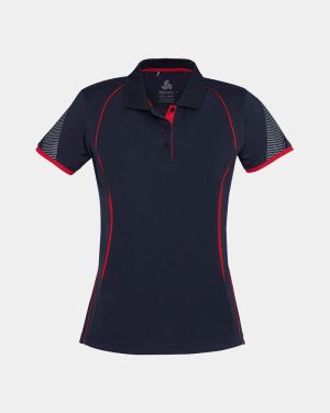 Biz Collection Women's Razor Polo - Navy/Red