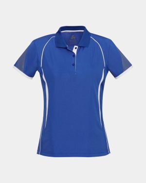Biz Collection Women's Razor Polo - Royal/White
