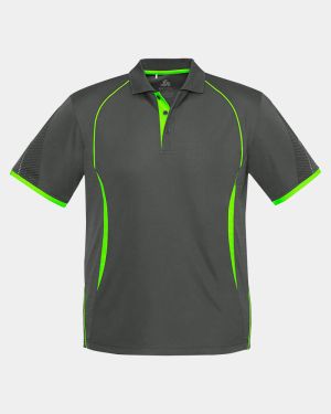 Biz Collection Razor Polo - Grey/Lime