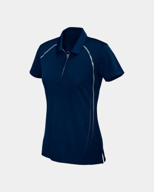 Biz Collection Women's Cyber Polo - Navy/Silver