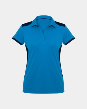 Biz Collection Women's Rival Polo - Cyan/Navy
