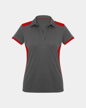Biz Collection Women's Rival Polo - Grey/Red