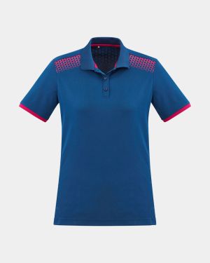 Biz Collection Women's Galaxy Polo - Steel Blue/Magenta