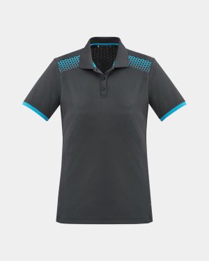 Biz Collection Women's Galaxy Polo - Grey/Cyan