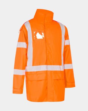 Bisley Hi Vis X-Taped Reflective Shell Rain Jacket - Orange