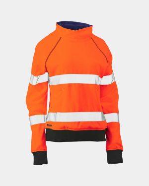 Bisley Women’s Taped Hi Vis Fleece Jumper - Orange