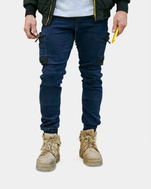 Bisley Flx & Move™ Stretch Denim Cargo Cuffed Pant - Denim