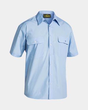 Bisley Permanent Press Short Sleeve Shirt - Sky