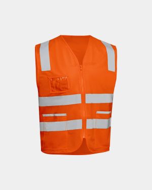 Bisley Taped Hi Vis Vest with Zip - Orange